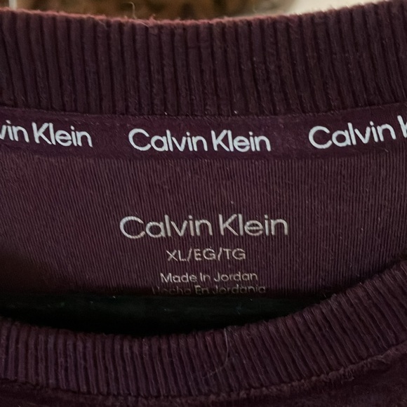 Burgundy Brown Velour Sweatshirt Calvin Klein XL - Picture 2 of 3